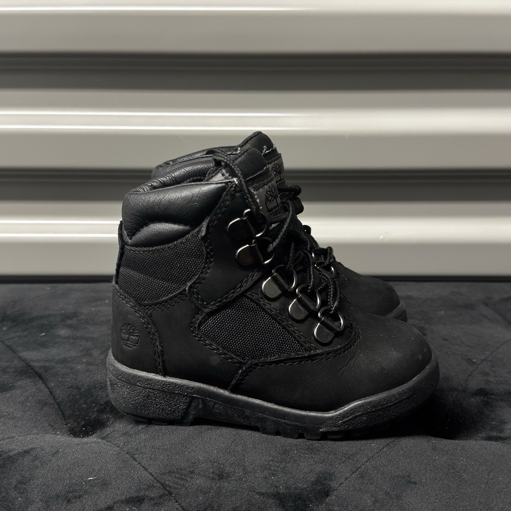 Size 7C - Timberland Boots Toddler Black Nubuck 6" Field Boots 44890